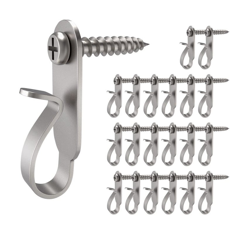 Elrswy Light Hanger Hooks Screw Hooks for Hanging Christmas Light Light Wire and Led Fairy Led Light Clips Stainless Steel 20 Pack - Image 1